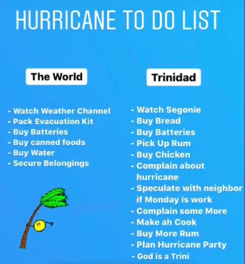Trini Hurricane To Do List